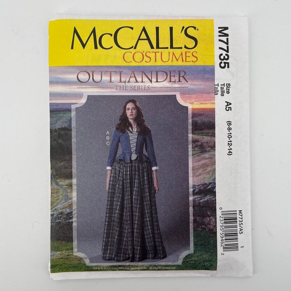 McCalls Sewing Pattern M7735 Outlander Clare Fraser Cosplay OOP 6-14 UNCUT